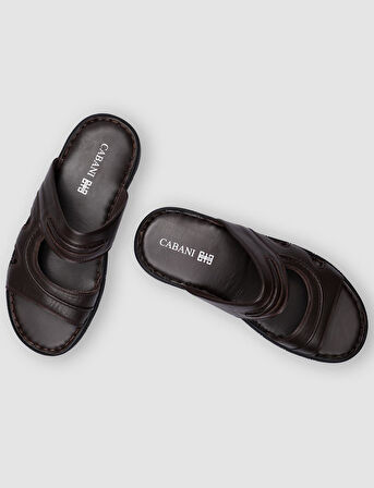 %100 Hakiki Deri Kahverengi Erkek Günlük Terlik