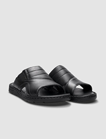 %100 Hakiki Deri Siyah Erkek Günlük Terlik