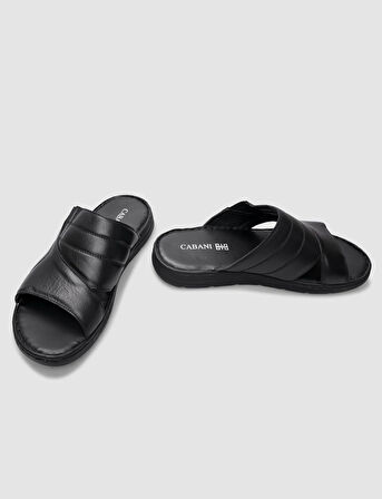 %100 Hakiki Deri Siyah Erkek Günlük Terlik