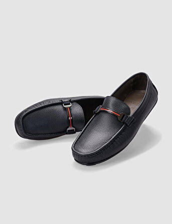 Hakiki Deri Lacivert Tokalı Erkek Loafer