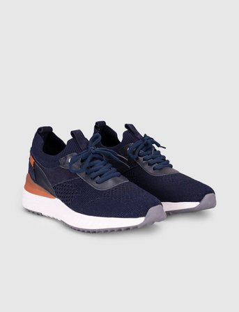 Lacivert Triko Hakiki Deri Erkek Sneaker Ayakkabı