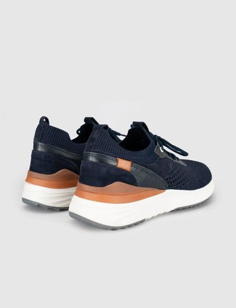Lacivert Triko Hakiki Deri Erkek Sneaker Ayakkabı
