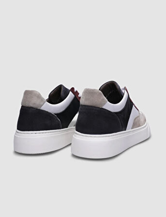 %100 Hakiki Deri Bej-Siyah Bağcıklı Erkek Sneaker