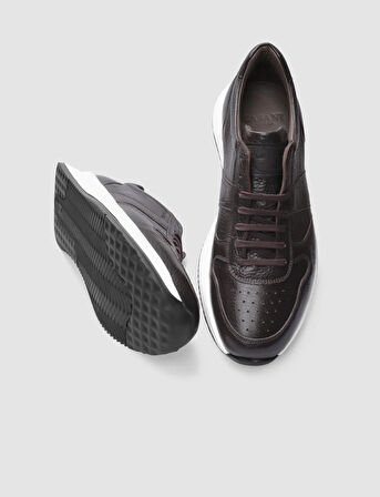 Hakiki Deri Kahverengi Bağcıklı Erkek Spor Ayakkabı