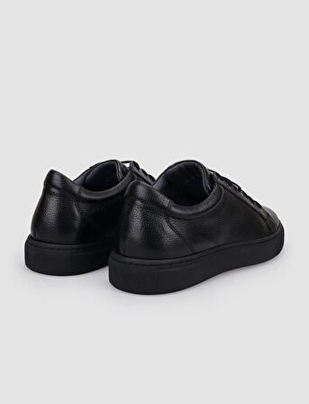 %100 Hakiki Deri Siyah Bağcıklı Erkek Spor Ayakkabı