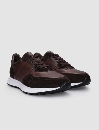 %100 Hakiki Deri Kahverengi Bağcıklı Erkek Sneaker
