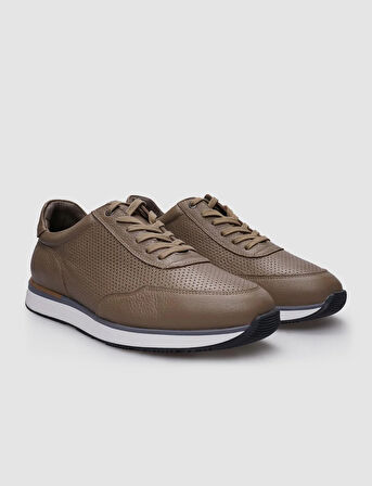 %100 Hakiki Deri Vizon Bağcıklı Erkek Sneaker