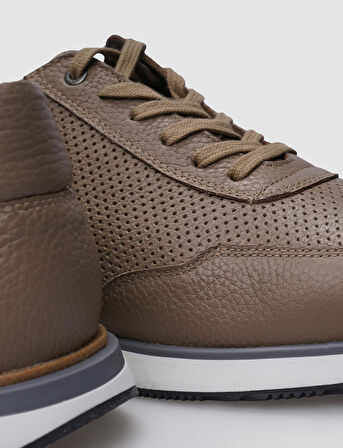 %100 Hakiki Deri Vizon Bağcıklı Erkek Sneaker