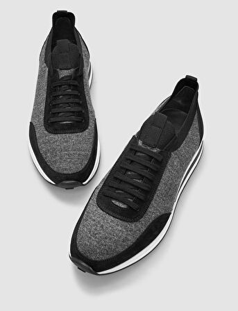 Triko Siyah Bağcıklı Erkek Spor Ayakkabı