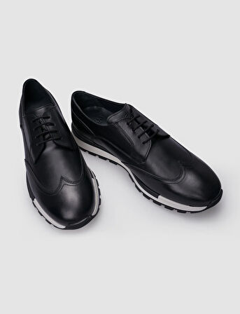 %100 Hakiki Deri Siyah Bağcıklı Erkek Günlük Ayakkabı