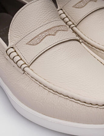 Cabani %100 Hakiki Deri Bej Loafer  Erkek Günlük Ayakkabı