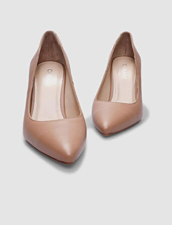 Cabani Hakiki Deri Vizon Kadın Topuklu Ayakkabı