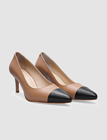 Cabani %100 Hakiki Deri Vizon - Siyah Kadın Stiletto