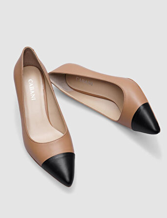 Cabani %100 Hakiki Deri Vizon - Siyah Kadın Stiletto