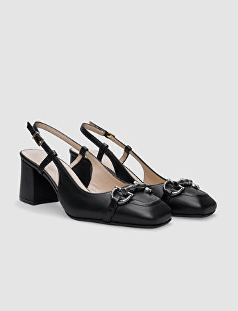 Cabani %100 Hakiki Deri Siyah Kadın Topuklu Ayakkabı