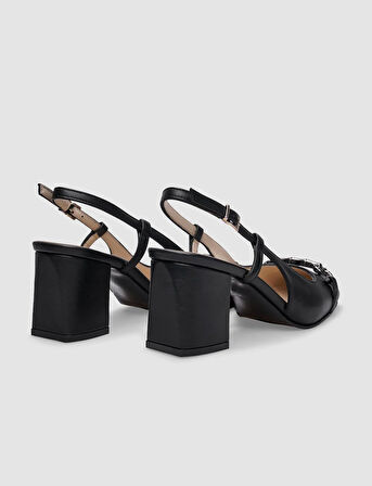 Cabani %100 Hakiki Deri Siyah Kadın Topuklu Ayakkabı