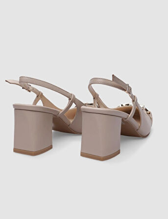 Cabani %100 Hakiki Deri Pudra Kadın Topuklu Ayakkabı