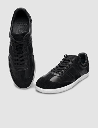 %100 Hakiki Deri Siyah Bağcıklı Erkek Sneaker
