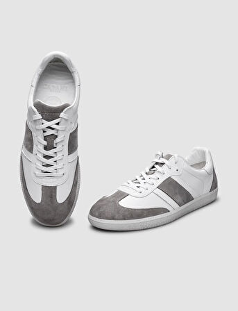 %100 Hakiki Deri Beyaz Bağcıklı Erkek Sneaker