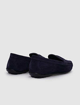 %100 Hakiki Deri Lacivert Süet Erkek Loafer