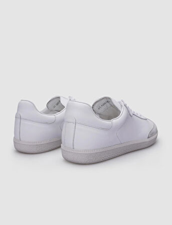 %100 Hakiki Deri Beyaz Bağcıklı Erkek Sneaker