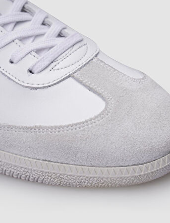 %100 Hakiki Deri Beyaz Bağcıklı Erkek Sneaker