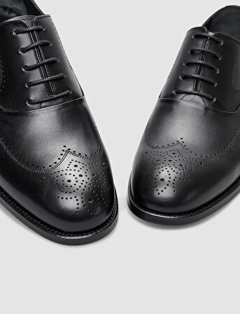 Hakiki Deri Siyah Bağcıklı Erkek Klasik Ayakkabı