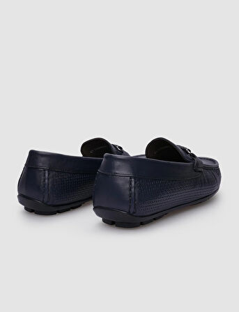 %100 Hakiki Deri Lacivert Tokalı Erkek Loafer
