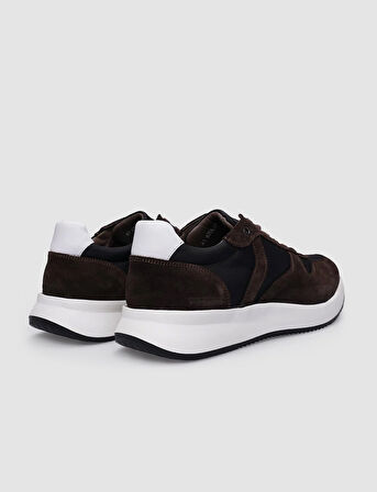 %100 Hakiki Deri Kahverengi Süet Bağcıklı Erkek Spor Ayakkabı