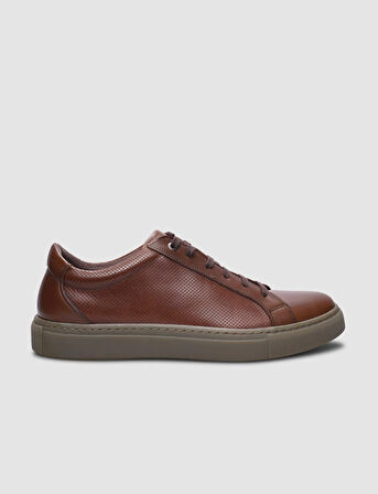 %100 Hakiki Deri Taba Bağcıklı Erkek Sneaker