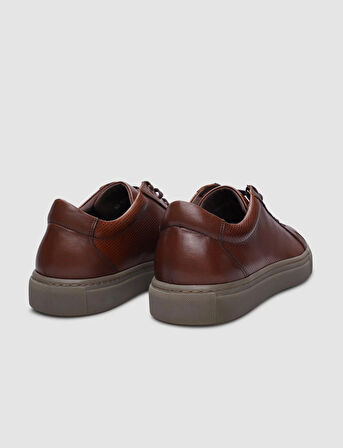 %100 Hakiki Deri Taba Bağcıklı Erkek Sneaker