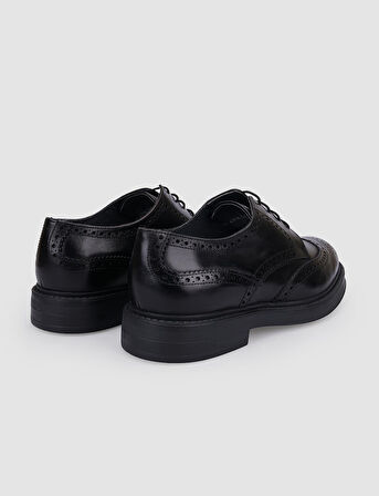 %100 Hakiki Deri Siyah Bağcıklı Erkek Günlük Ayakkabı