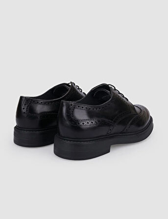 %100 Hakiki Deri Siyah Bağcıklı Erkek Günlük Ayakkabı