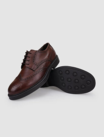 %100 Hakiki Deri Kahverengi Bağcıklı Erkek Günlük Ayakkabı