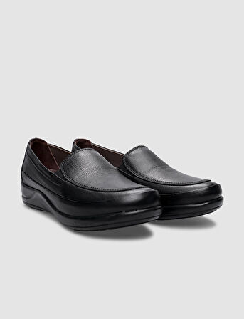 %100 Hakiki Deri Siyah Kadın Comfort Ayakkabı