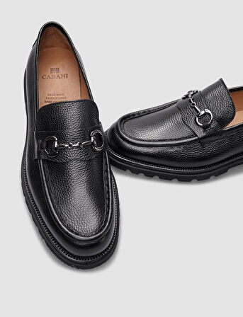 %100 Hakiki Deri Siyah Tokalı Erkek Günlük Ayakkabı