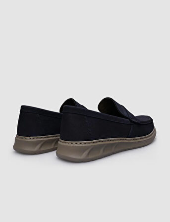 %100 Hakiki Deri Lacivert Nubuk Erkek Günlük Ayakkabı