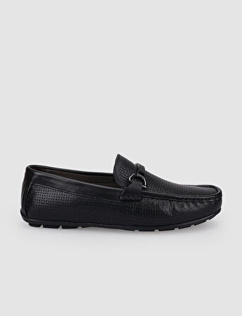 %100 Hakiki Deri Siyah Tokalı Erkek Loafer