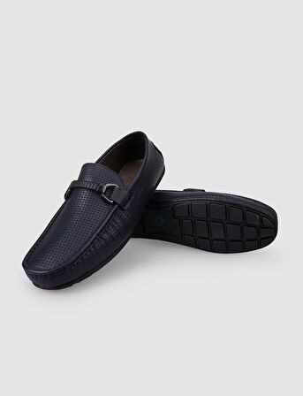 Cabani %100 Hakiki Deri Lacivert Tokalı Erkek Loafer