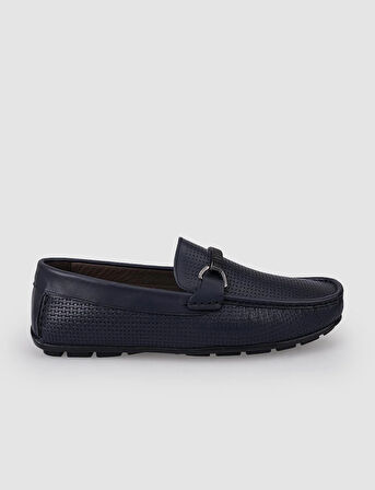 %100 Hakiki Deri Lacivert Tokalı Erkek Loafer
