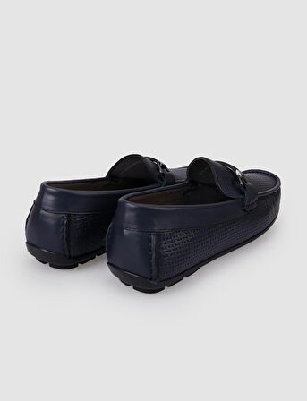 %100 Hakiki Deri Lacivert Tokalı Erkek Loafer