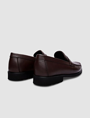 %100 Hakiki Deri Kahverengi Bağcıksız Erkek Günlük Ayakkabı