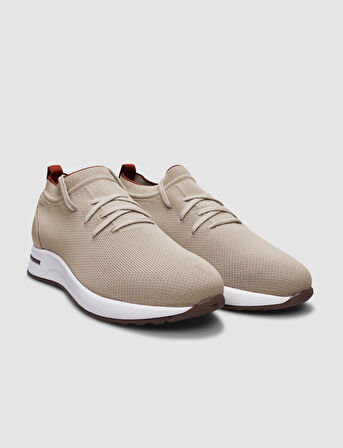 Triko Bej Bağcıklı Kadın Sneaker