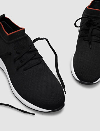 Triko Siyah Bağcıklı Kadın Sneaker