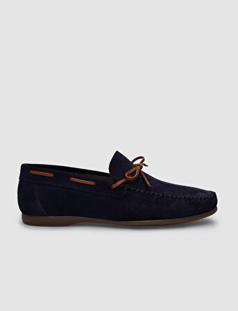 %100 Hakiki Deri Lacivert Süet Erkek Loafer