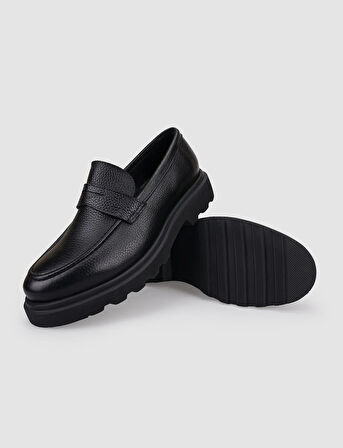 %100 Hakiki Deri Siyah Erkek Günlük Ayakkabı