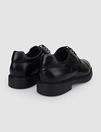 %100 Hakiki Deri Siyah Bağcıklı Erkek Günlük Ayakkabı