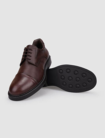 %100 Hakiki Deri Kahverengi Bağcıklı Erkek Günlük Ayakkabı