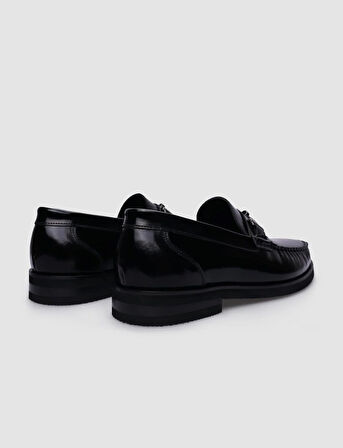 %100 Hakiki Deri Siyah Tokalı Erkek Klasik Ayakkabı