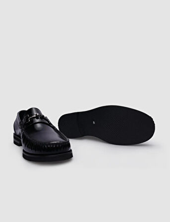 %100 Hakiki Deri Siyah Tokalı Erkek Klasik Ayakkabı